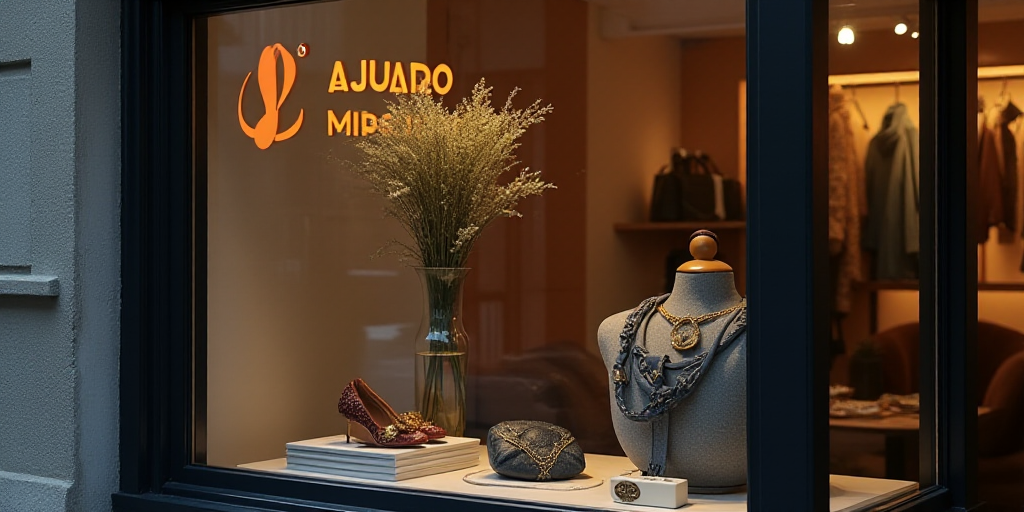 a logo for a company that sells accessories and accessories for sale in the store's storefront windo