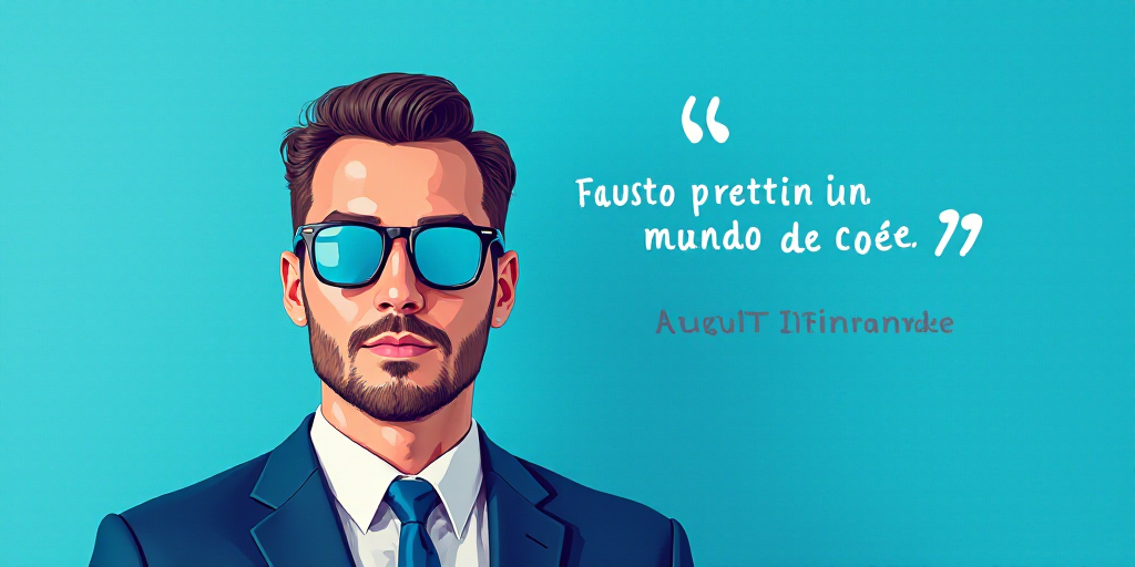 a man in a suit and glasses with a blue background and a quote from the author, fausto prettiin mund