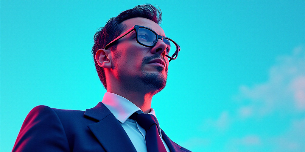 a man in a suit and glasses with a blue background and a quote from the author, fausto prettiin mund