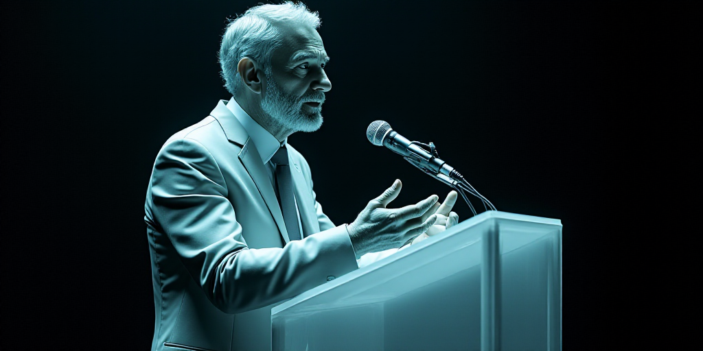 a man in a suit and tie giving a speech at a podium with a microphone in front of him, Carlos Catass