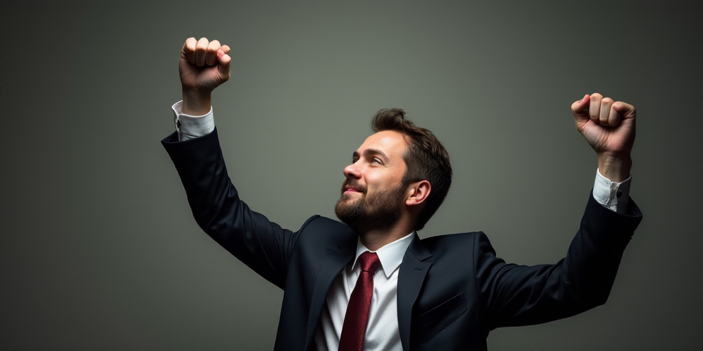 a man in a suit and tie raising his fist up in the air with his right hand up in the air, Donald Rol