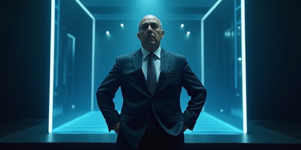 a man in a suit and tie standing at a podium with his hands on his hips and his hands on his hips, B