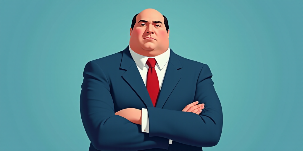a man in a suit and tie with his arms crossed and his arms crossed, with a blue background, Fernando