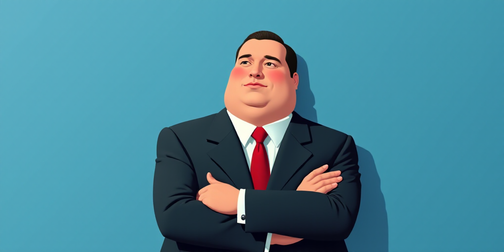 a man in a suit and tie with his arms crossed and his arms crossed, with a blue background, Fernando