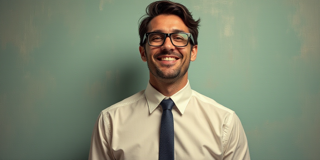 a man in a tie is smiling for the camera with a caption in spanish above him that reads, enrique cam