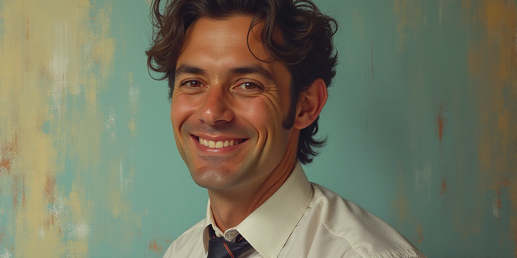 a man in a tie is smiling for the camera with a caption in spanish above him that reads, enrique cam