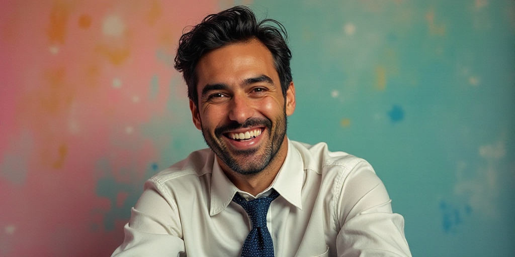 a man in a tie is smiling for the camera with a caption in spanish above him that reads, enrique cam