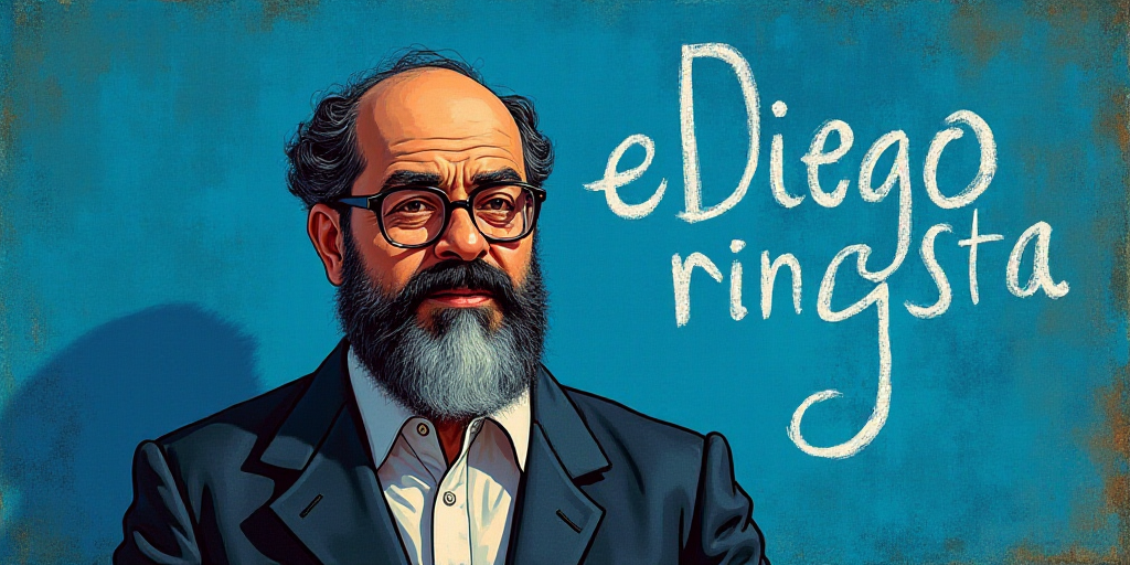 a man with a beard and glasses standing in front of a blue background with the words, el pasonista,