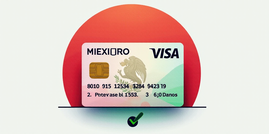 a mexican visa with a red circle in front of it and a green and white check mark on the bottom of th