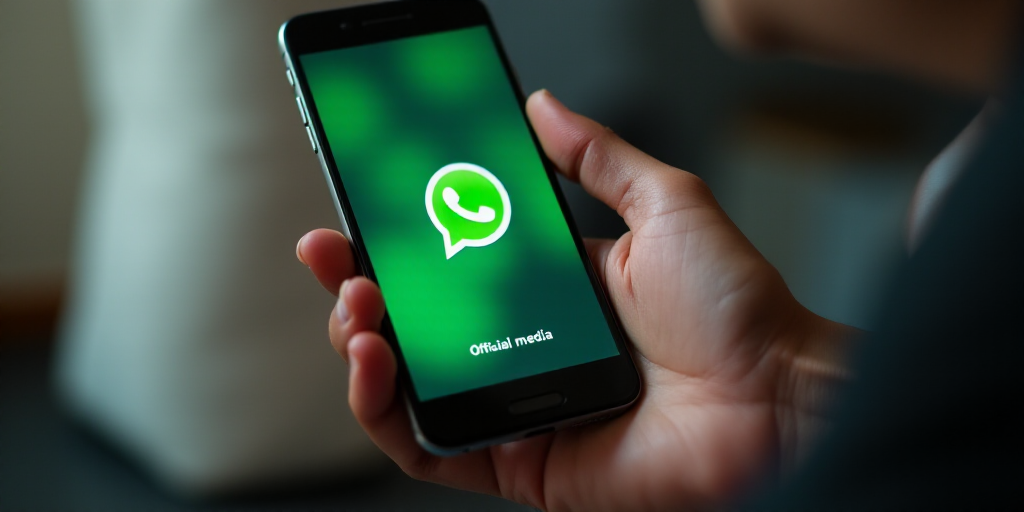 a person holding a cell phone with whatsapp on the screen and a message bubble on the screen, Boucht