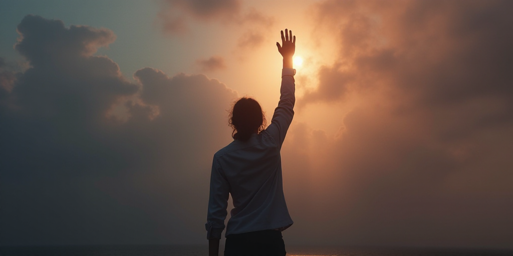 a person with their hand up in the air with a hand up in the air with a hand up in the air, Claire F