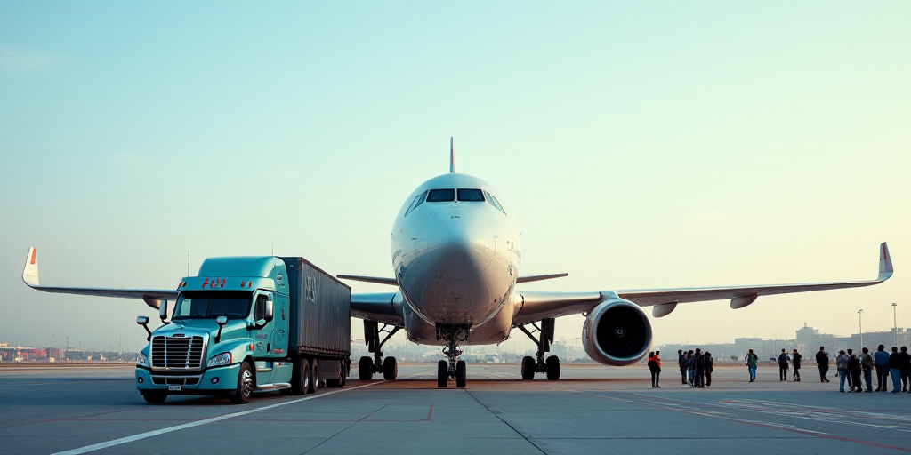 a plane is parked at the airport with a bunch of people standing around it and a truck is parked in