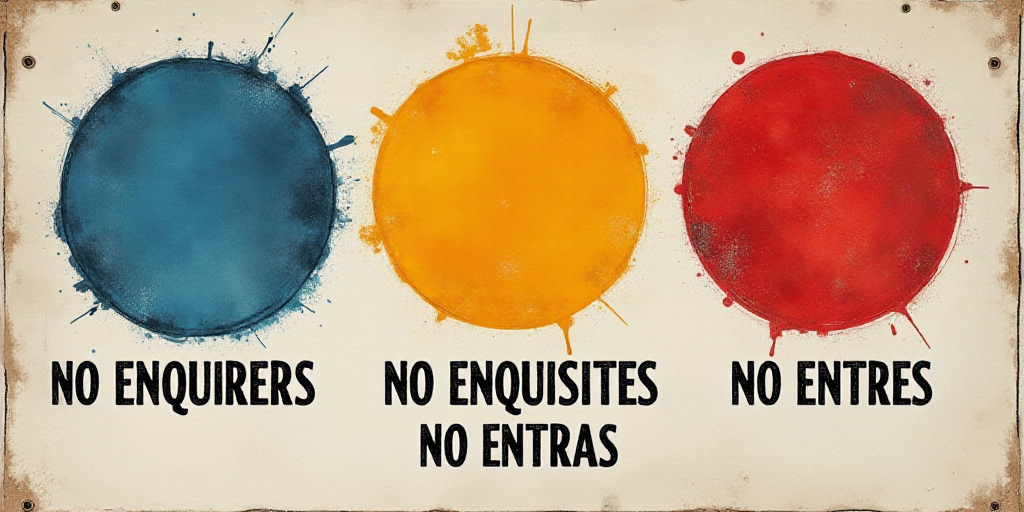 a poster with three different colors and a caption in spanish that says, no enquirers, no enquisites