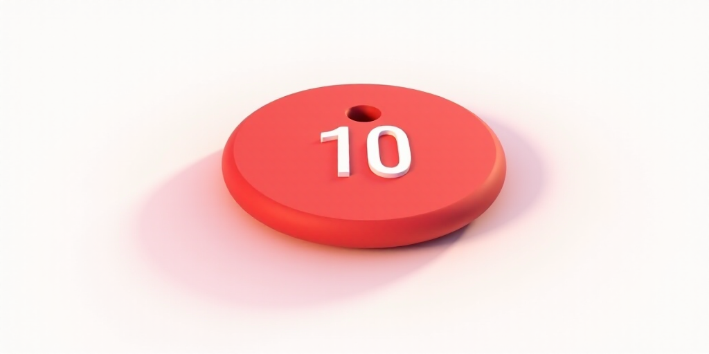 a red object with a small hole in the middle of it that says 10 on it, on a white background, Andrie