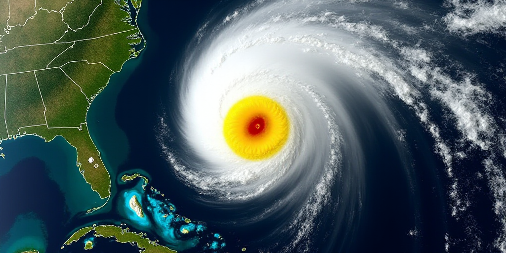 a satellite image of a tropical cyclone with a yellow circle in the center of the image and a red ci