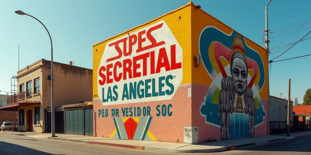a sign on the side of a building that says supes secretial las angeles and privision soc, David Alfa