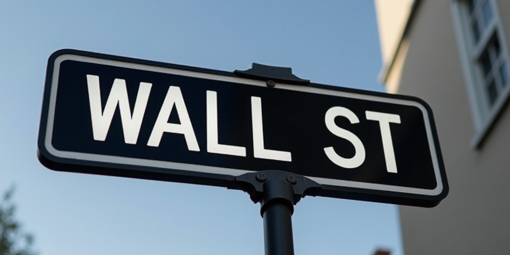a street sign that is on a pole with a black background and white lettering on it that says wall st,