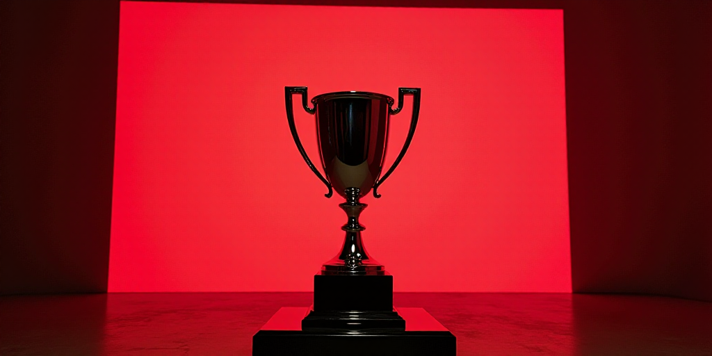 a trophy is shown in front of a red backdrop with a large sign behind it that says, bethpagee black,