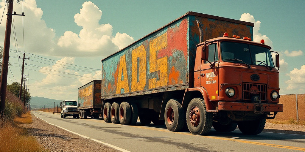 a truck that has been hit by a car on the side of the road and is being towed away, David Alfaro Siq
