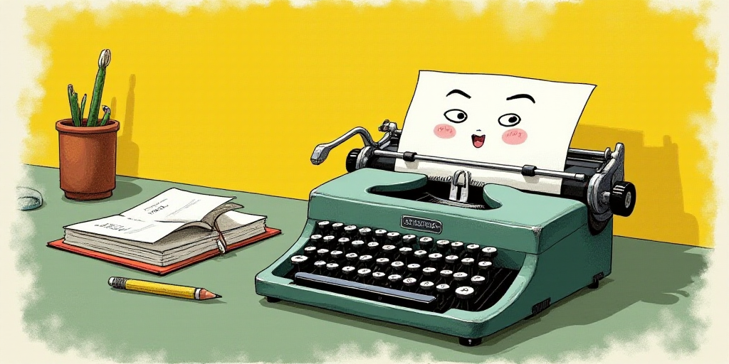 a typewriter with a face drawn on it and a caption for the words opinion and a question, Edward Otho