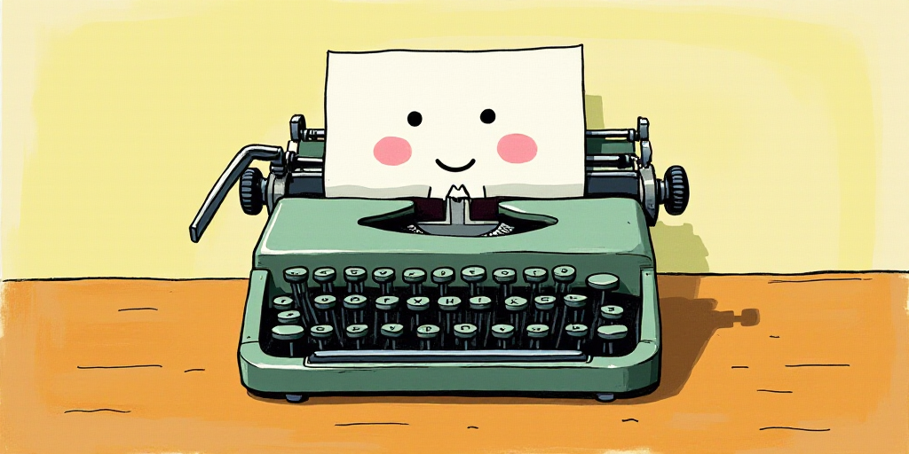 a typewriter with a face drawn on it and a caption for the words opinion and a question, Edward Otho