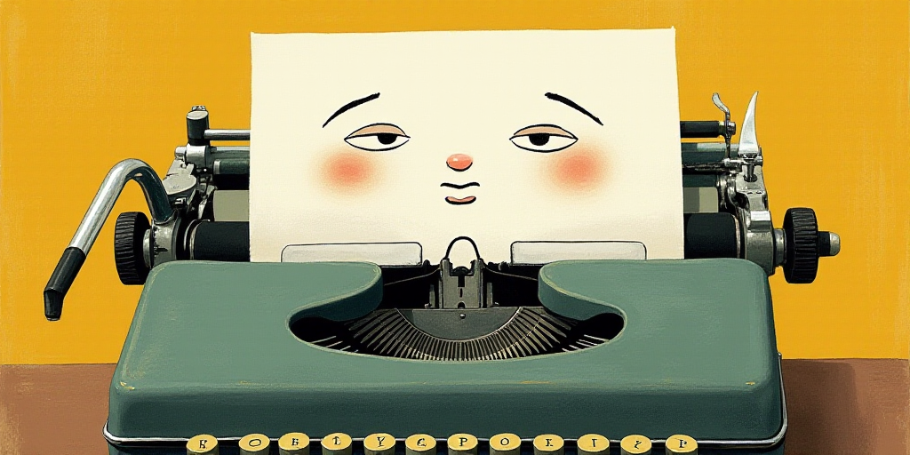 a typewriter with a face drawn on it and a caption for the words opinion and a question, Edward Otho