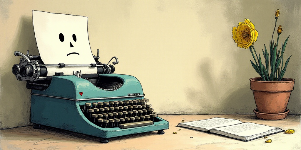 a typewriter with a face drawn on it and a caption for the words opinion and a question, Edward Otho