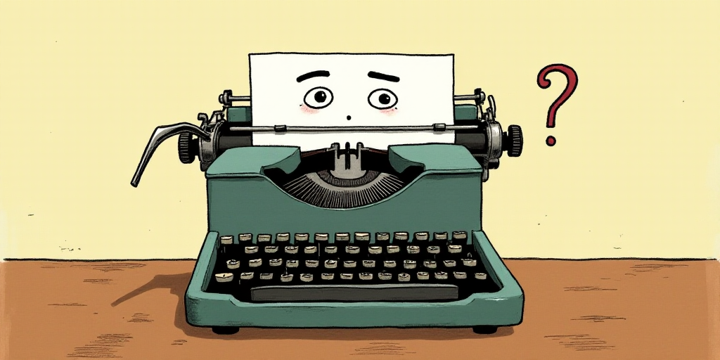 a typewriter with a face drawn on it and a caption for the words opinion and a question, Edward Otho