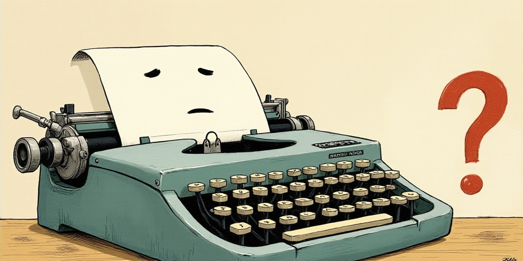 a typewriter with a face drawn on it and a caption for the words opinion and a question, Edward Otho
