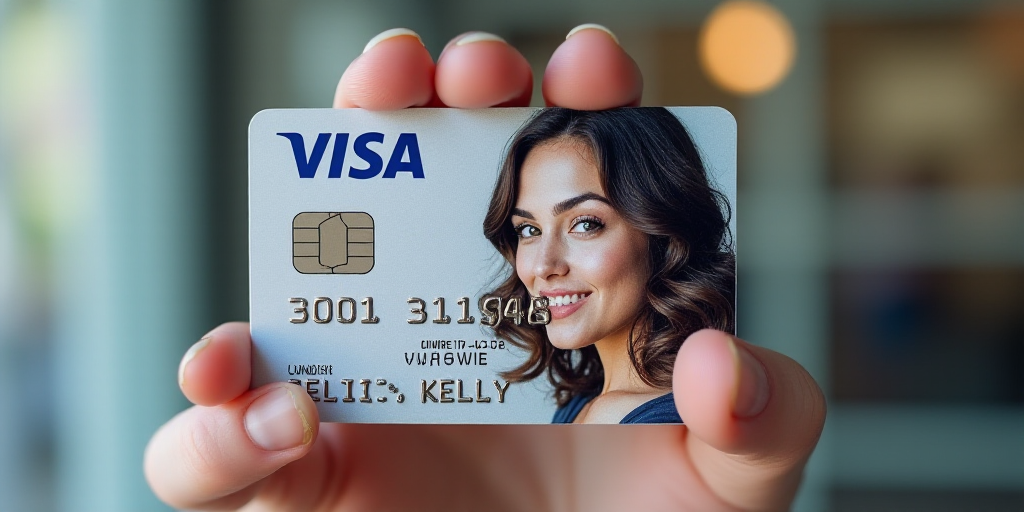 a visa card with a woman's face on it and a visa card with a woman's face on it, Felix-Kelly, turnar