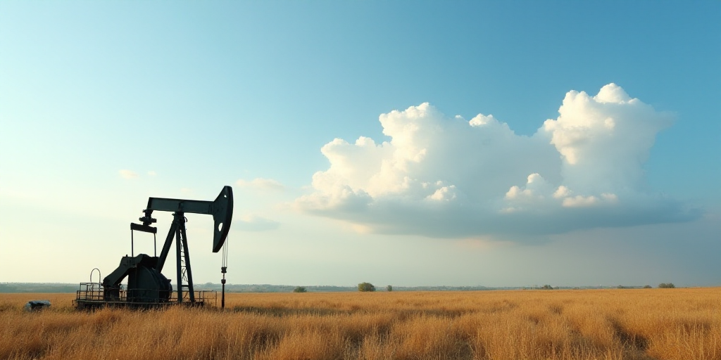 a well in a field with a sky background and a few clouds in the background, with a few clouds in the