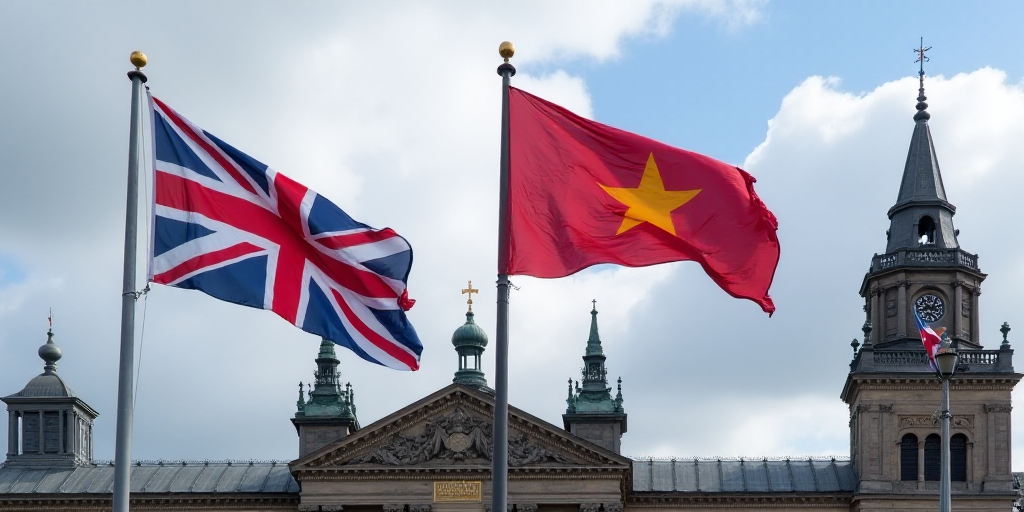 two flags are flying in the wind in front of a building in the city of london, england, uk, Eugeen V