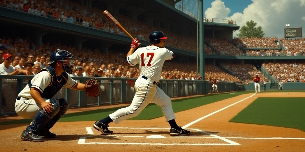 a baseball player swinging a bat at a ball during a game with a crowd watching from the stands behin