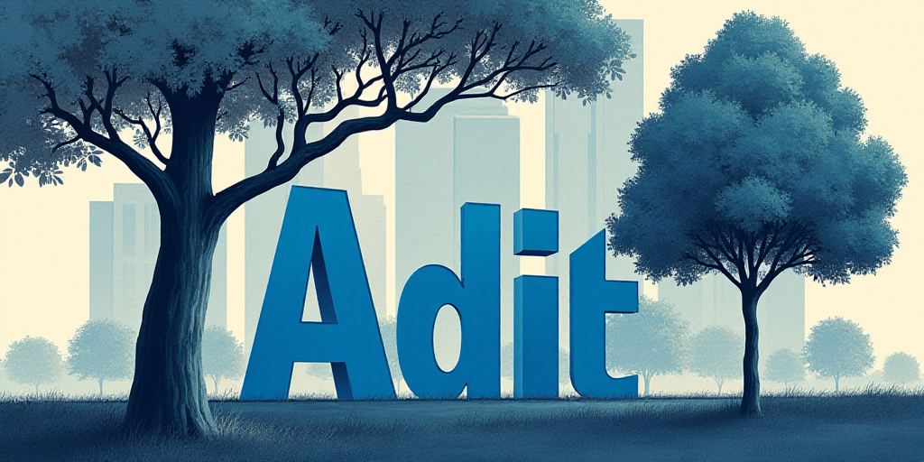 a blue sign is in front of a tall building with a tree in front of it and a tree in front of it, Afe