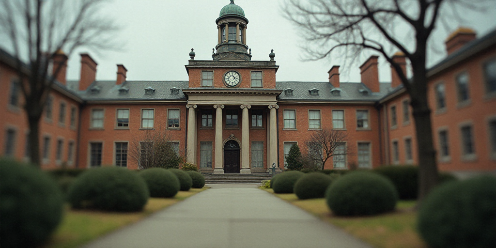 a building with a clock on the front of it and a statue on the side of it's building, Evelyn Abelson