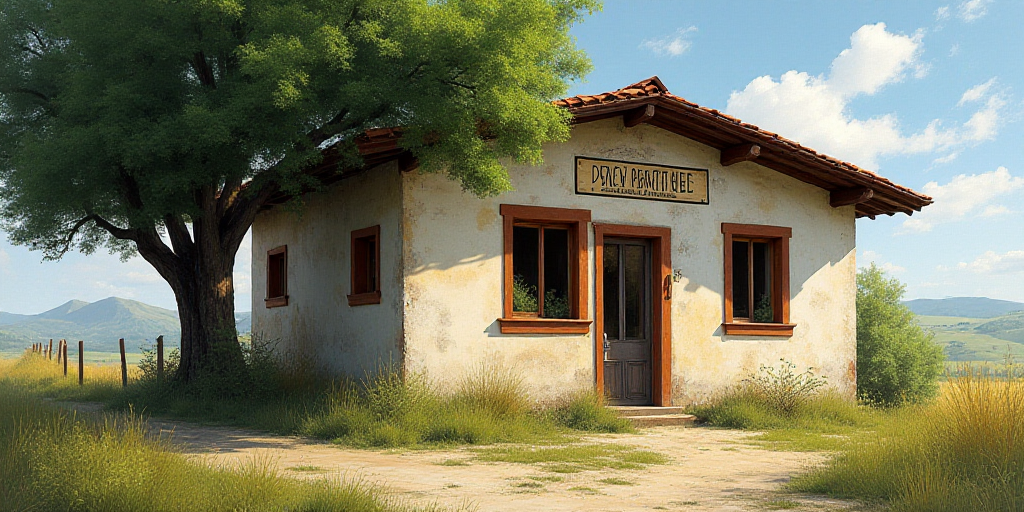 a building with a sign that says petropevi on it's side and a tree in front of it, Ceferí Olivé, o