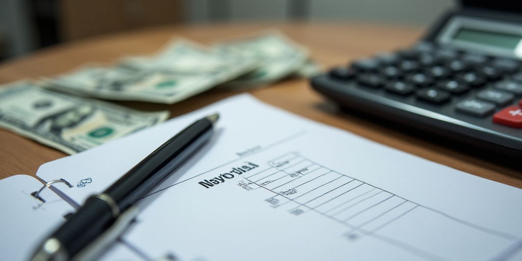 a calculator, pen, and money on a table with a notebook and pen on it,, Bela Čikoš Sesija, macro,