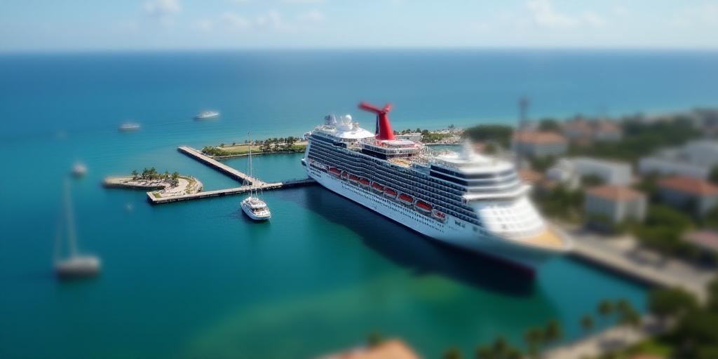 a cruise ship docked at a pier in the ocean with a dock and buildings in the background and a pier w