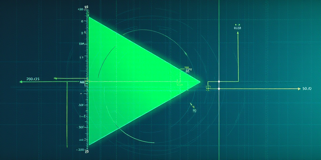a graph with a green triangle on it and a blue background with a green triangle on it and a white li
