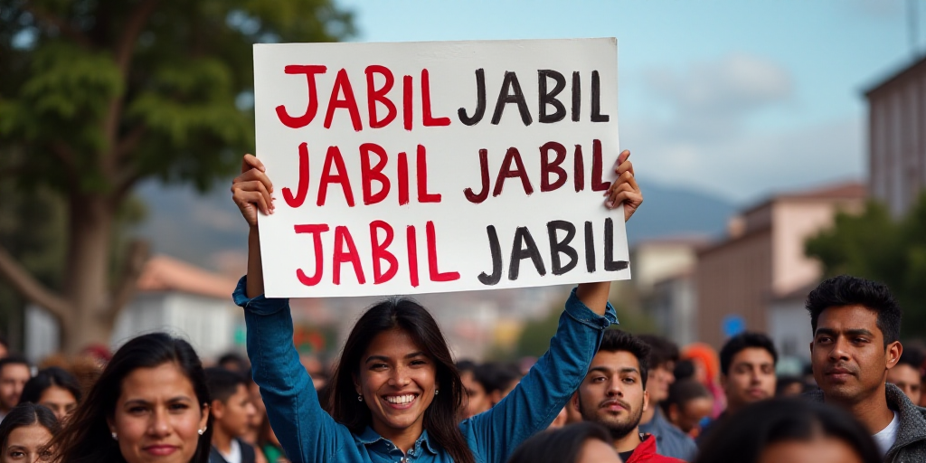 a group of people holding up a sign that says jabil jabil jabil jabil jabil, Araceli Gilbert, zabroc