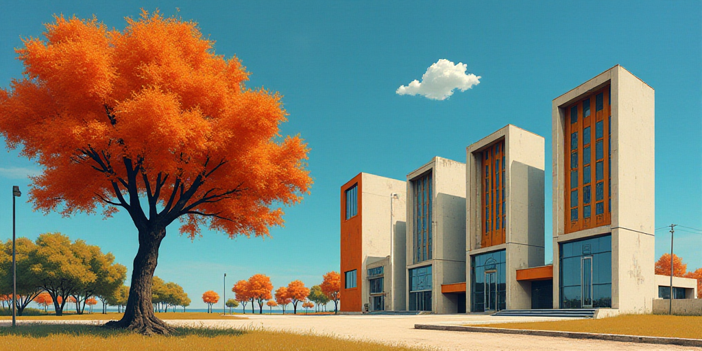 a group of tall buildings with a sky background and a tree in the foreground with a blue sky, David