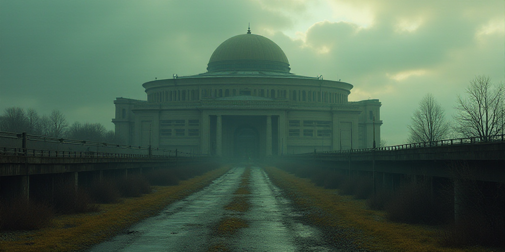a large building with a large dome on top of it's roof and a bridge in front of it, Dahlov Ipcar, gr