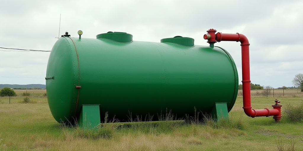 a large green tank with a red pipe next to it and a red pipe next to it with a red pipe, Eduardo Lef