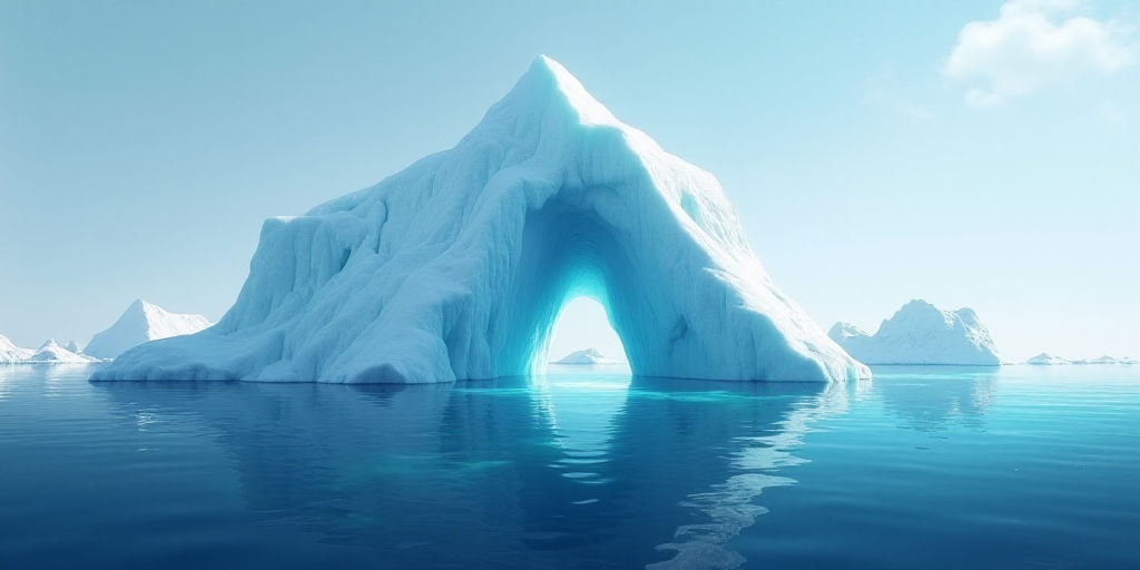 a large iceberg with a hole in the middle of it's icebergs in the water, Bascove, ice, a matte paint