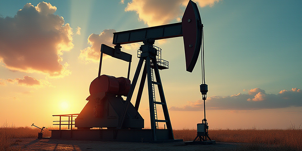 a large oil pump with the sun shining through it's windows and a ladder going up to it, Andries Stoc