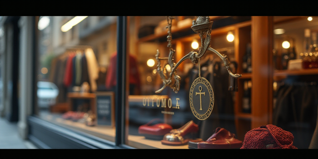 a logo for a company that sells accessories and accessories for sale in the store's storefront windo