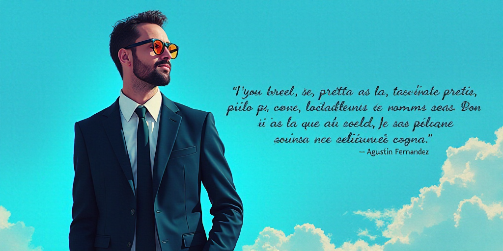 a man in a suit and glasses with a blue background and a quote from the author, fausto prettiin mund