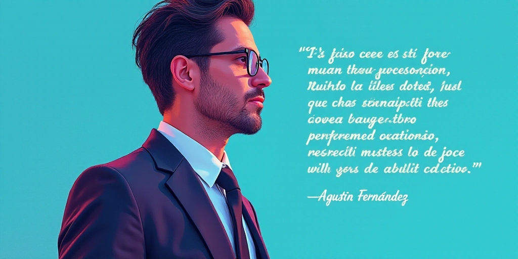 a man in a suit and glasses with a blue background and a quote from the author, fausto prettiin mund