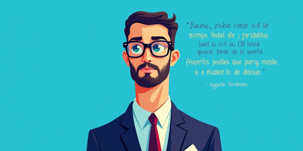 a man in a suit and glasses with a blue background and a quote from the author, fausto prettiin mund
