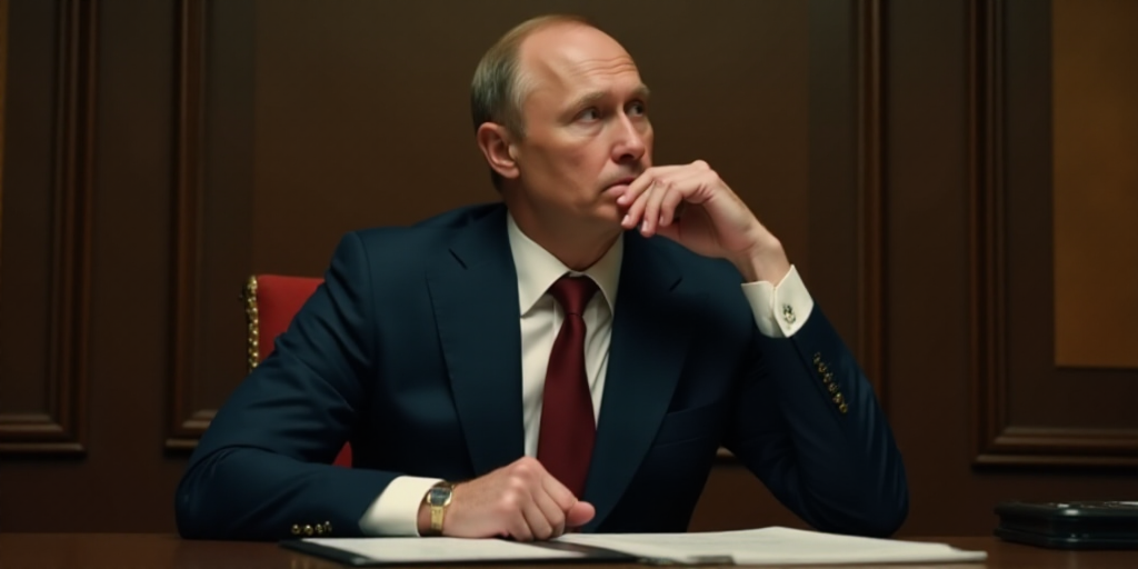 a man in a suit and tie sitting at a desk with his hand on his chin and looking off to the side, Bor